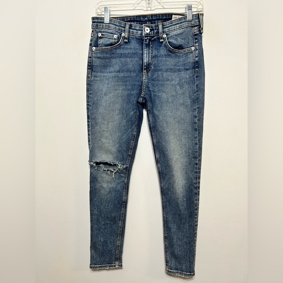 New! Rag & Bone Cate Mid Rise Skinny Ankle Distressed Jeans Womens Size 27